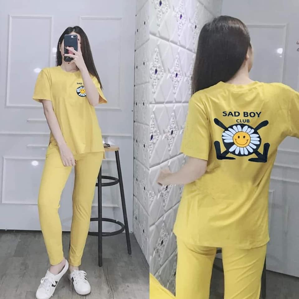 [Freeship đơn từ 0đ] Đồ bộ Cotton hoa cúc thêu - áo xẻ tà( sau lưng thêu) quần dài - Hàng Y Hình, form lên đẹp