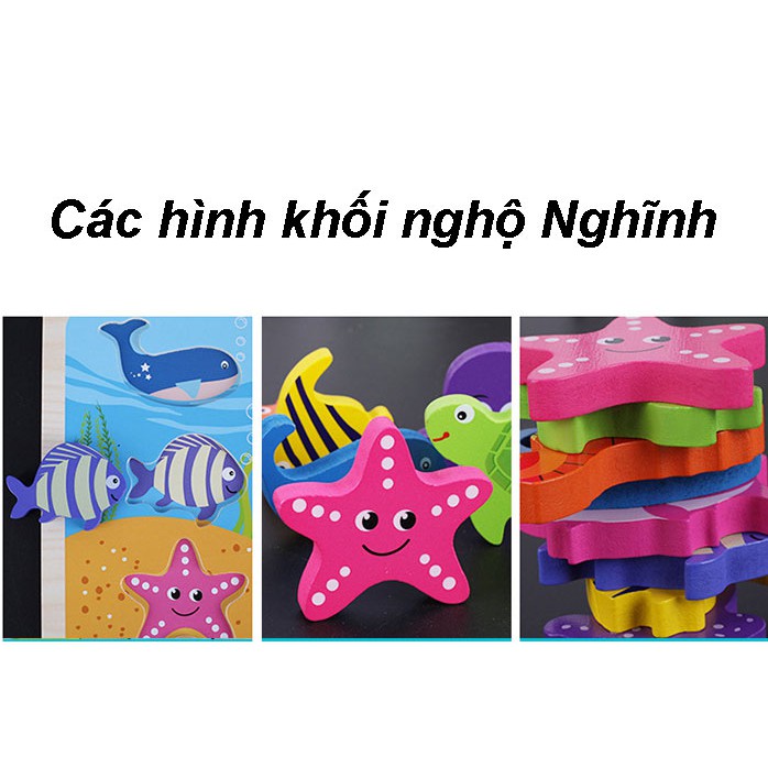 Bảng Đồ Chơi Gỗ Lắp hình 3D ngộ nghĩnh - Đồ chơi giáo dục Phát Triển Trí Tuệ Cho Bé Mầm Non