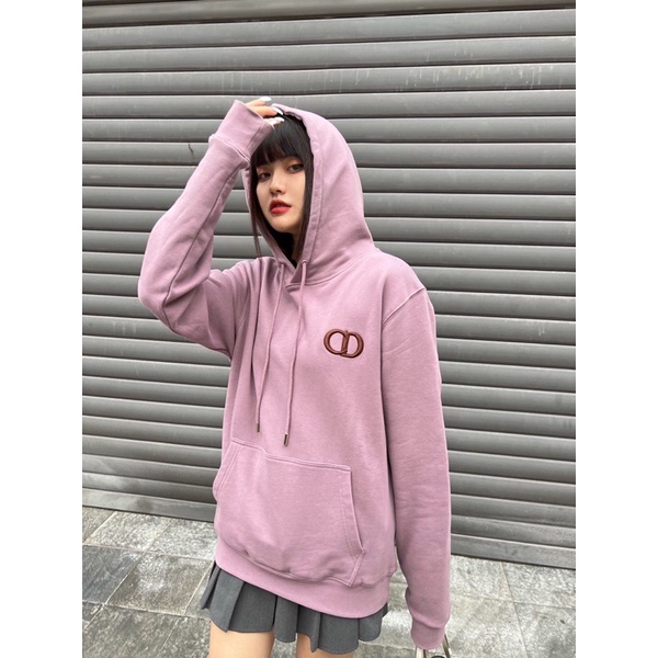 Áo hoodies nữ logo thương hiệu thời trang Dior CD cao cấp màu trơn