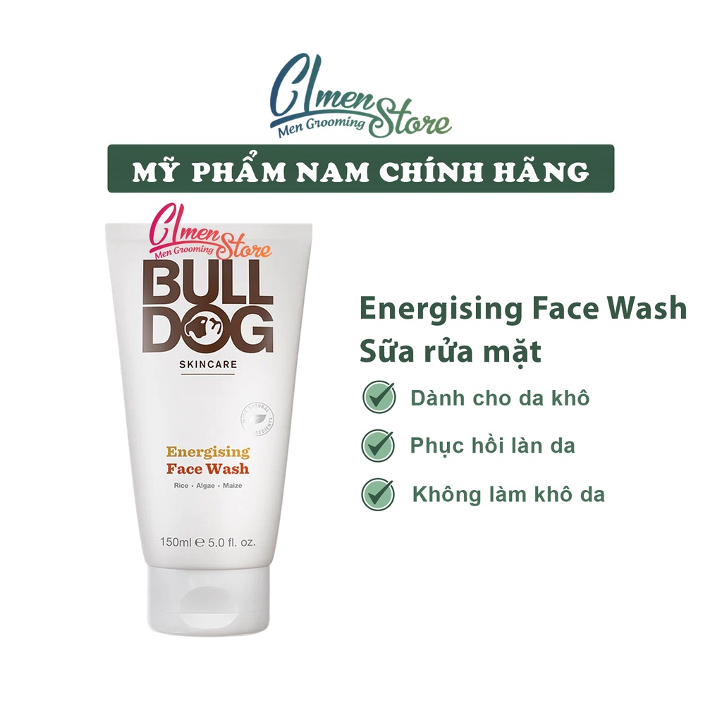Sữa rửa mặt Bulldog Energising Face Wash 150ml | Sữa Rửa Mặt Nam Dành Cho Da Khô