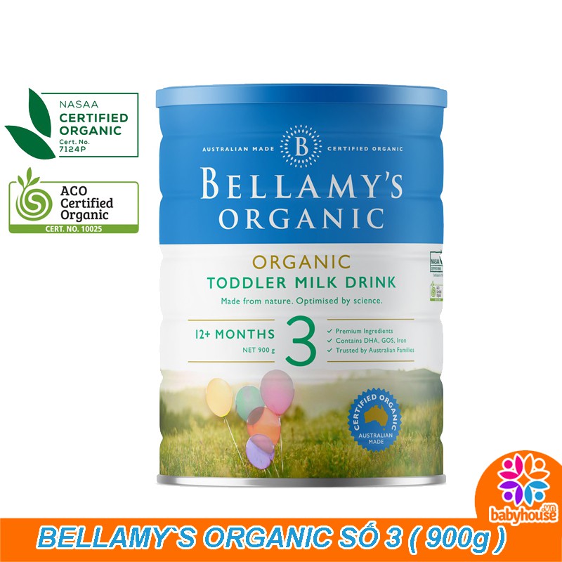 Sữa Bellamy s Organic hữu cơ số 3 1 2 4 BẦU 900g