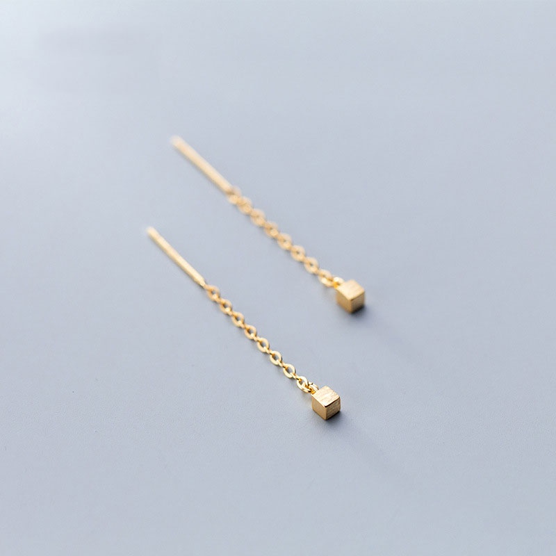 Bông Tai Mạ Bạc 925 Hình Vuông Đơn Giản Thời Trang