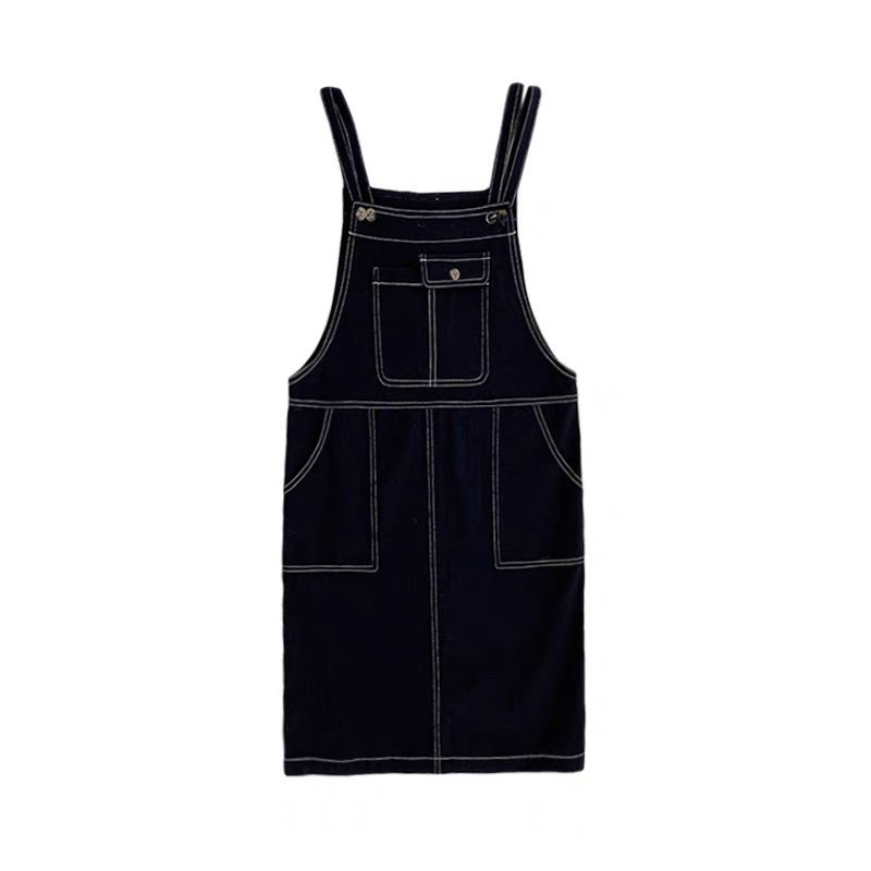 Yếm Váy Kaki Chỉ Nổi Kiểu Dáng Hàn Quốc Ulzzang 2 Dây Dáng Rộng Phong Cách Trẻ Trung Đi Chơi Đi Học