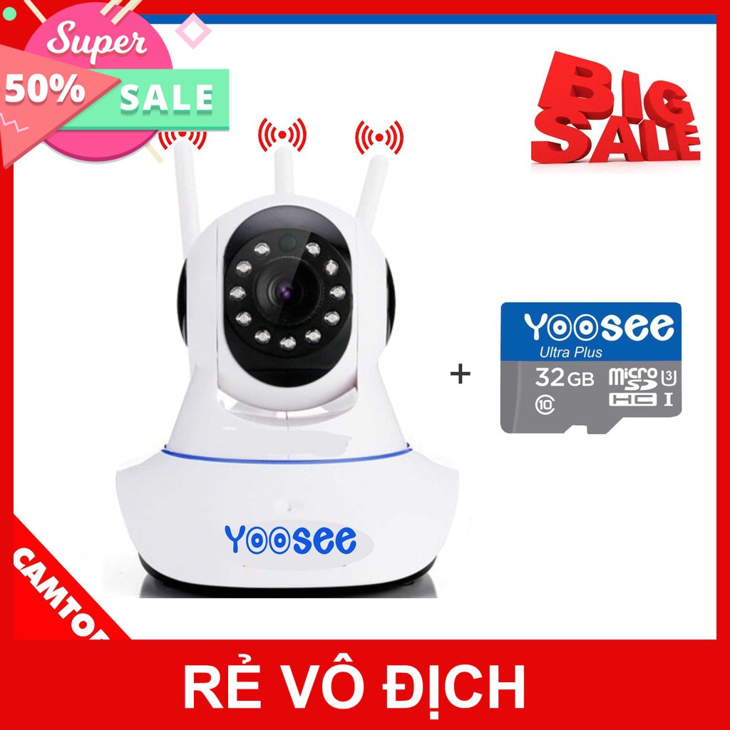 Camera Wifi YooSee 3 Anten HD720P + Thẻ 32Gb Chuyên Dụng Cho CAMERA | BigBuy360 - bigbuy360.vn