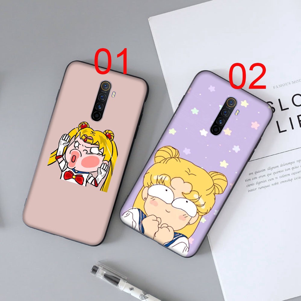 Sailor Moon Ốp Điện Thoại Mềm Viền Đen Hình Thủy Thủ Mặt Trăng Cho Realme C17 C15 C12 C11 C3 C2 C1