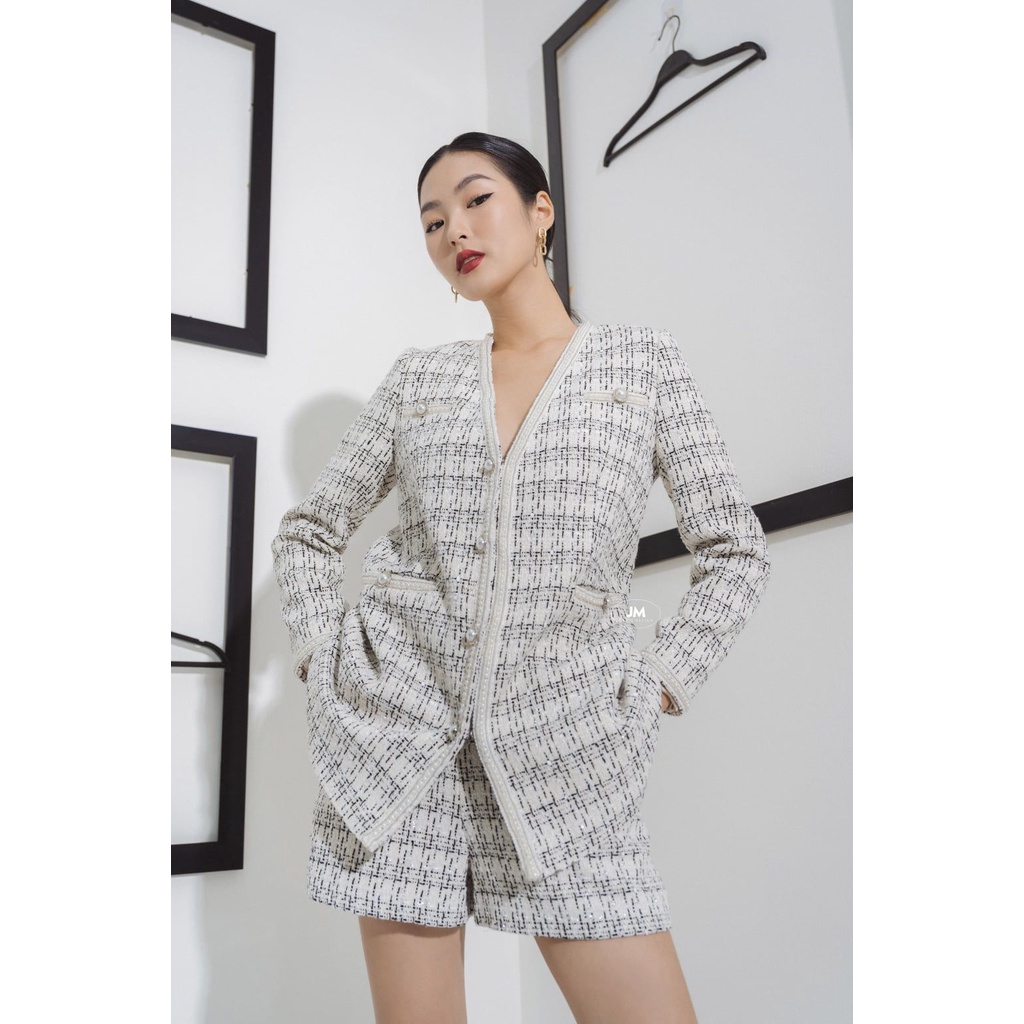 Quần short tweed JM hai túi sườn 3S02.2110T