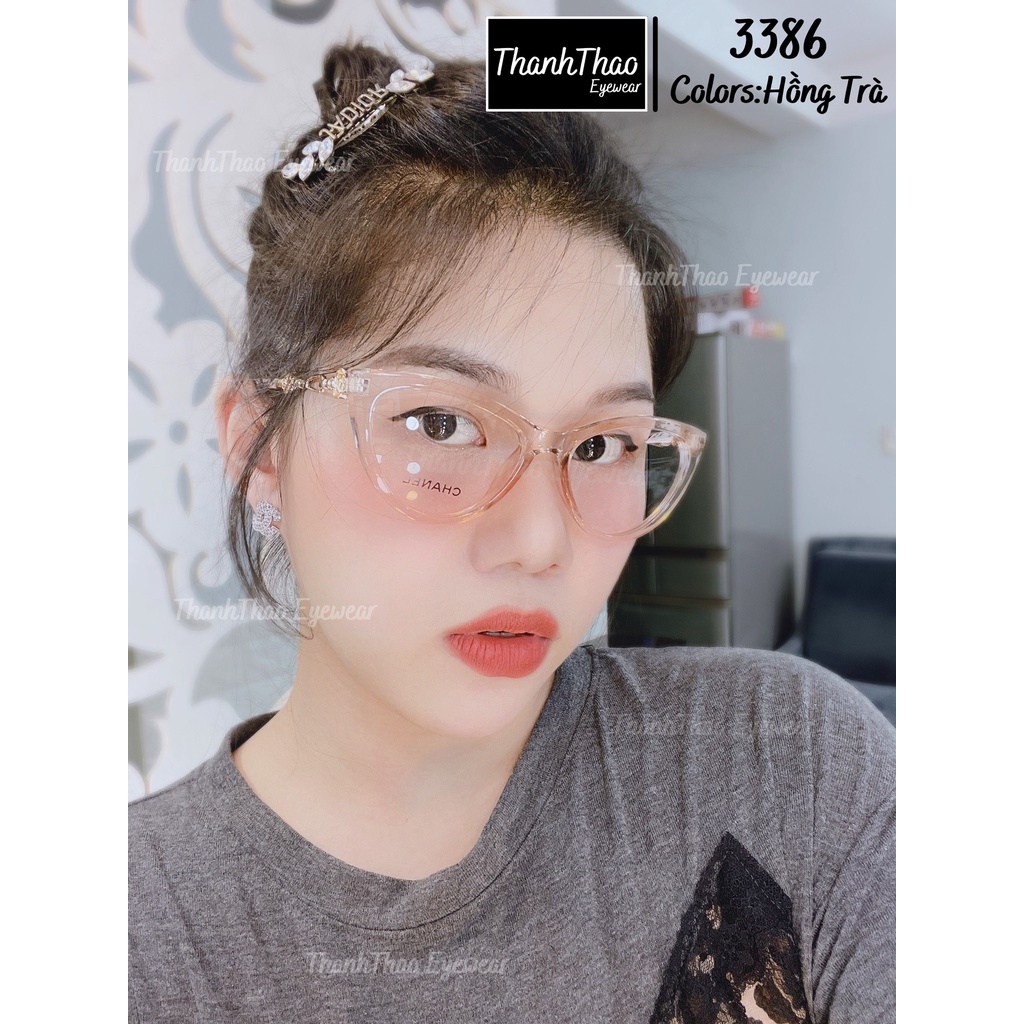 [Ảnh Clip Thật]  Gọng Kính Cận Cateyes Mắt Mèo 3386 Thời Trang Hàn Quốc Càng Gọng Kim Loại 3386 - ThanhThaoEyewear | BigBuy360 - bigbuy360.vn