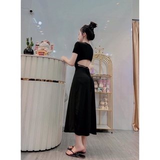Đầm thun dáng xòe hở lưng