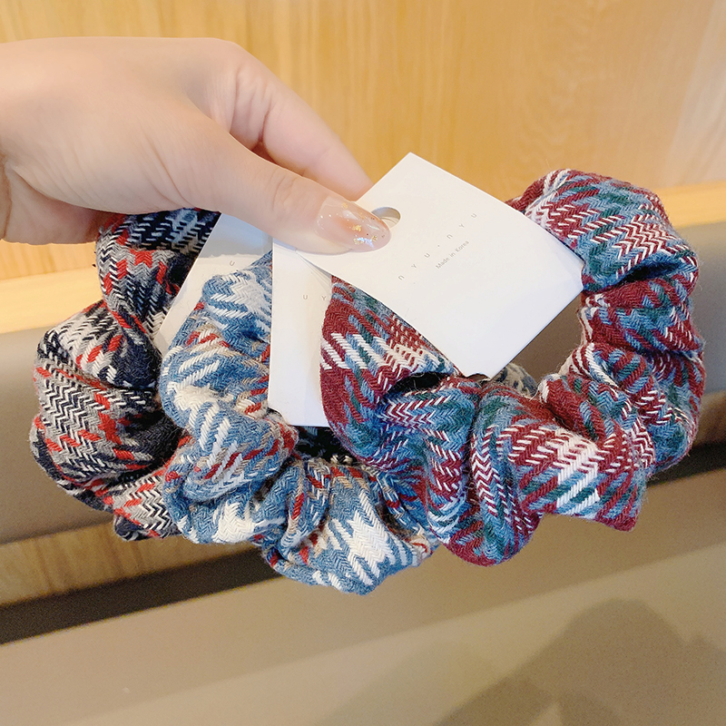 Dây Buộc Tóc Họa Tiết Sọc Caro Dễ Phối Đồ Cho Nữ