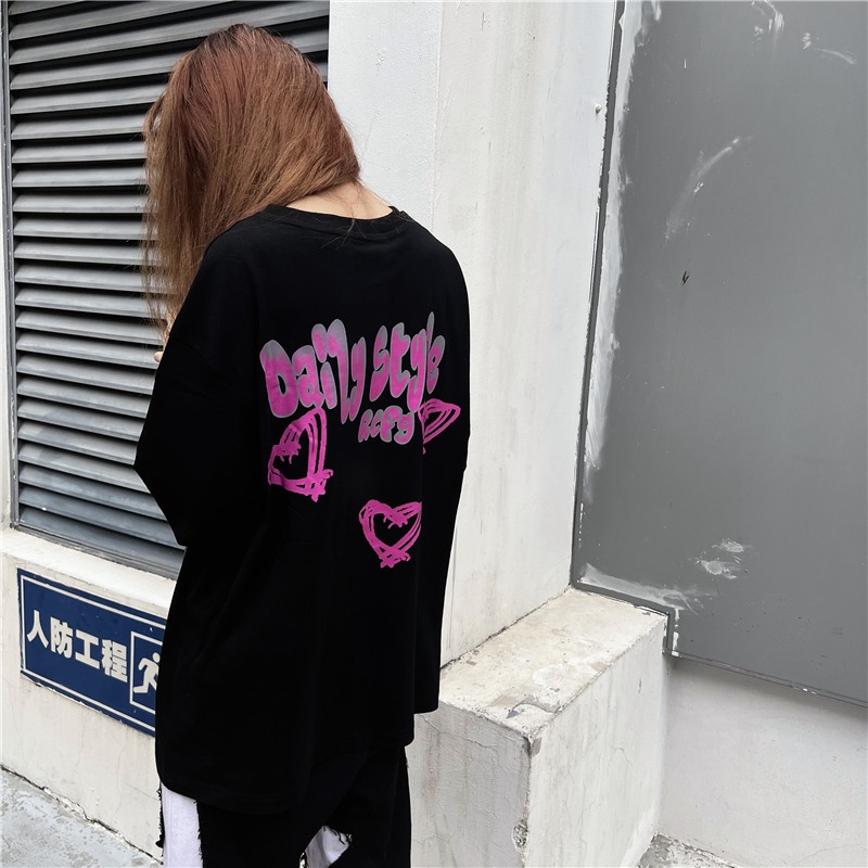 Xiaozhainv Áo Thun Ngắn Tay Dáng Rộng In Hình Hoạt Hình Dành Cho Cặp Đôi