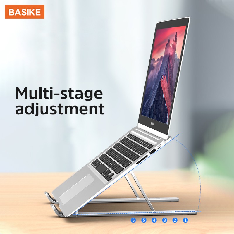 Giá Đỡ &lt;br&gt;BASIKE Bằng Nhôm Có Thể Điều Chỉnh Độ Cao Kiêm Tản Nhiệt Cho Laptop/Macbook/iPad