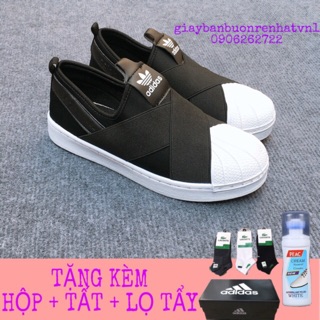 [ TẶNG HỘP + BÌNH LÀM SẠCH + TẤT ] Giày SuperStar slipon mũi sò quai chéo