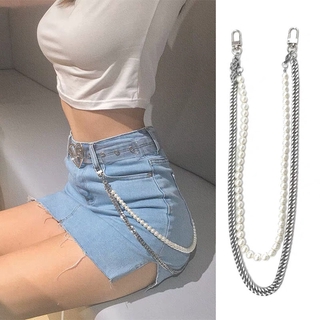Chuỗi kim loại phối ngọc trai đeo thắt lưng cá tính quyến rũ phong cách Hàn Quốc