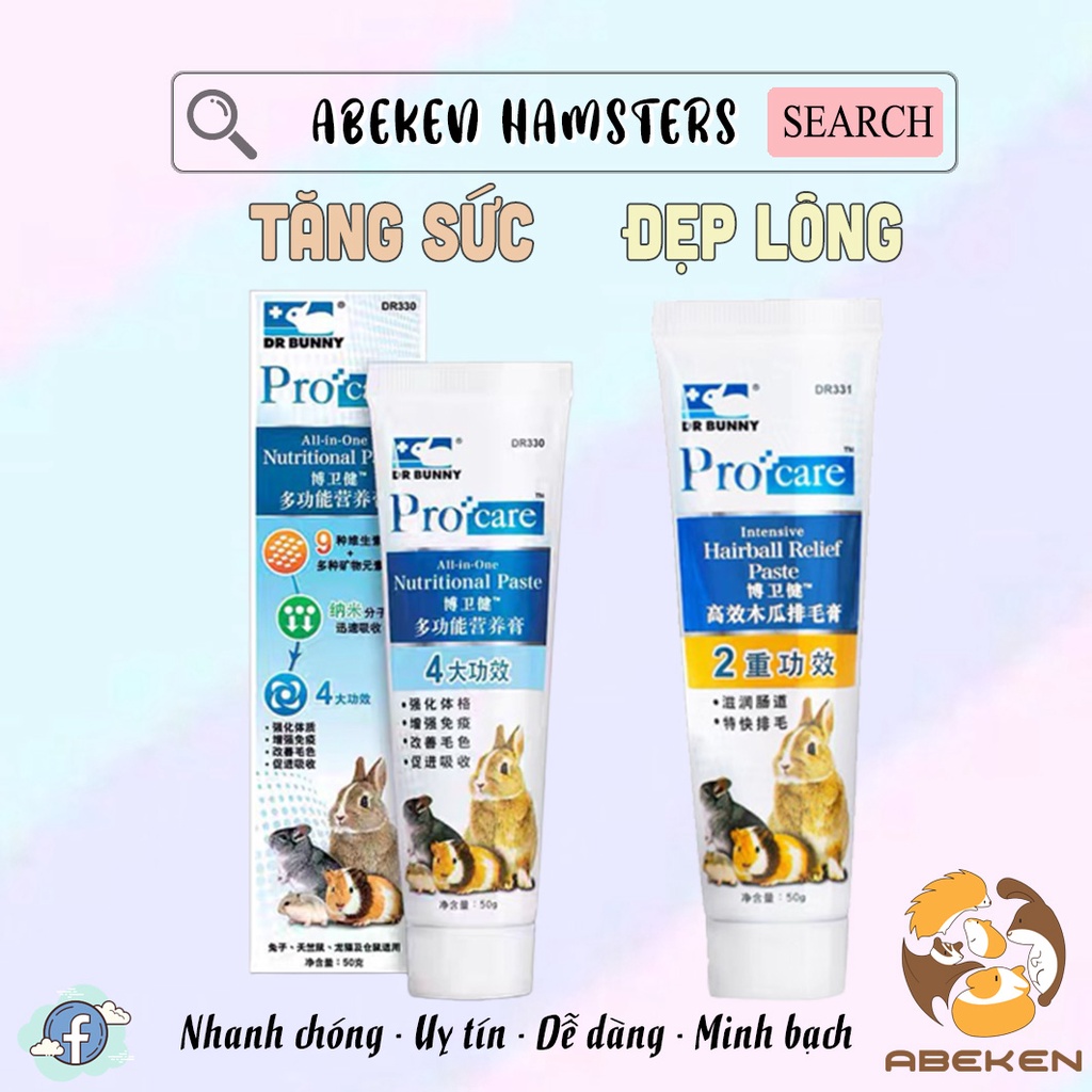 Gel dinh dưỡng Dr.Bunny dành cho Thỏ/ Bọ Ú/ Chinchila/ Hamster DR331 - DR330