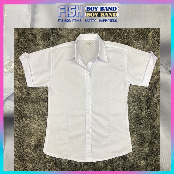 Áo học sinh nữ trắng tay NGẮN DÀI cấp 1 2 và 3 hàng tiêu chuẩn vải kate tốt vạc bầu FF95F