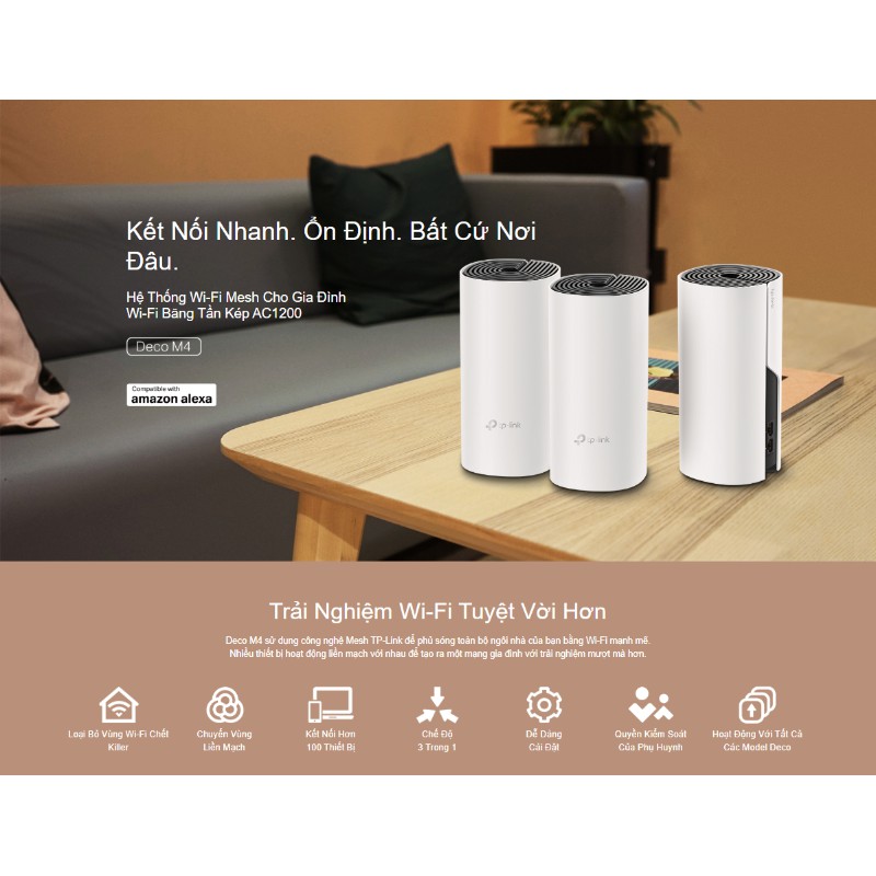 TP-Link Hệ thống Wifi Mesh cho Gia đình AC1200 Deco E4 3 packs