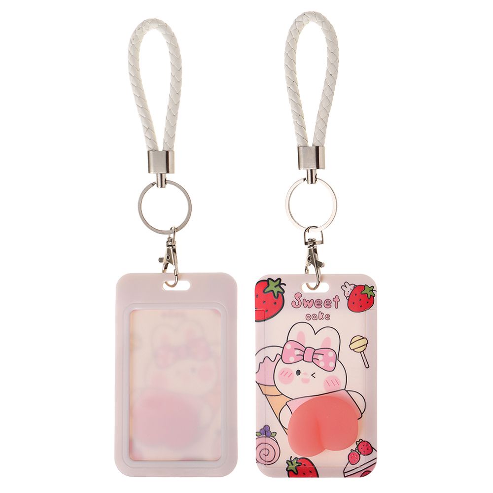 Bao đựng thẻ in hình thỏ / gấu hoạt hình có dây treo tích hợp làm đồ chơi bóp tay mềm sáng tạo