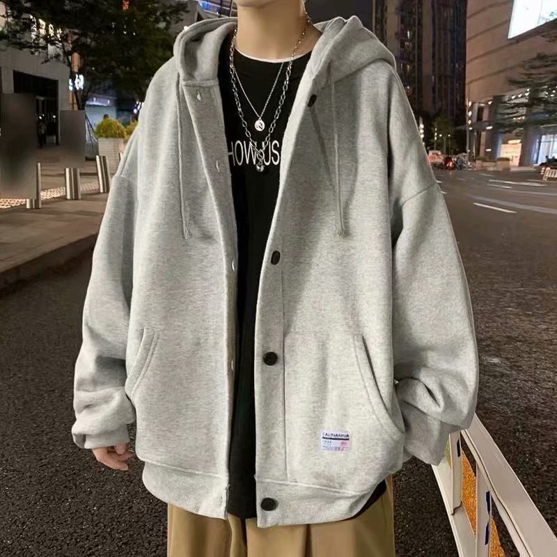 Áo khoác hoodie màu trơn kích thước S-3XL phong cách Hàn Quốc dành cho nam