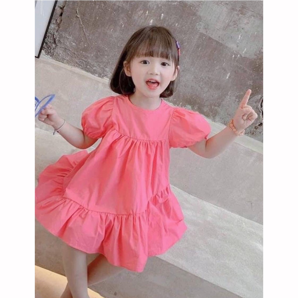 Váy bé gái💥 CAO CẤP💥 váy thiết kế cộc tay tiểu thư dáng xòe lệch mùa hè cho bé gái siêu xinh