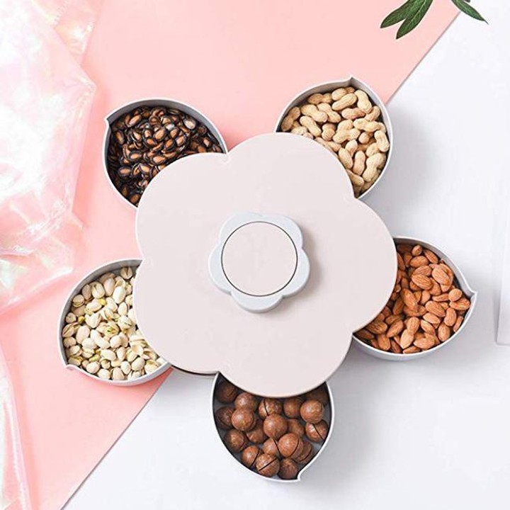 Khay mứt xoay 1 tầng 5 cánh| Khay mứt 2 tầng