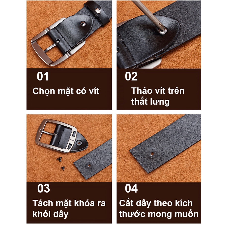 Thắt lưng nam da bò thật nguyên tấm dây nịt nam cao cấp Conteno-V5592