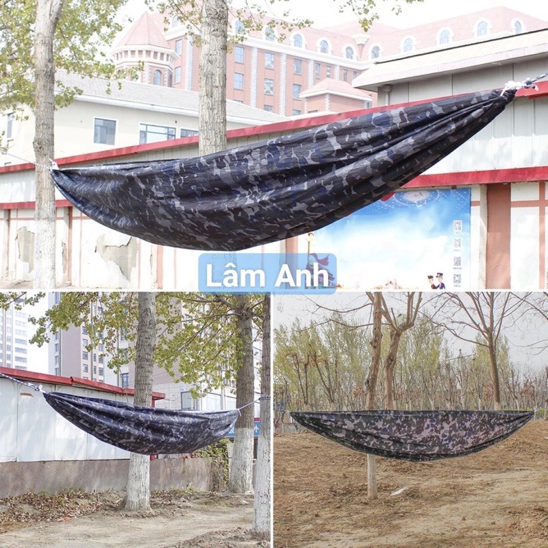 Võng Vải Dù Thái Lan Rằn Ri 2 lớp,Có Túi Rút Đi Kèm 5M Dây Dù