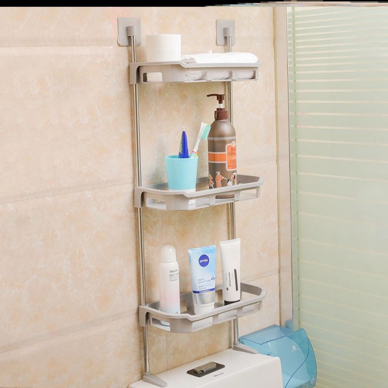 Kệ Để Đồ Toilet 3 Tầng, Kệ Sau Toilet, Nhà Tắm 3 Ngăn Gắn Tường Đa Năng | KyuBi Shop