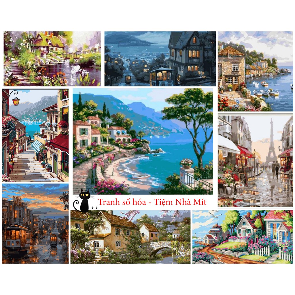Tranh Sơn Dầu Số Hóa Phong Cảnh Tiệm Nhà Mít 50 Mẫu Đẹp Nhất Hàng Có Sẵn | BigBuy360 - bigbuy360.vn
