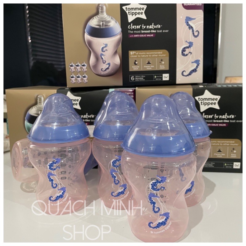 Bình sữa Tommee Tippee Closer to Nature 260ml - đủ màu - hàng Úc
