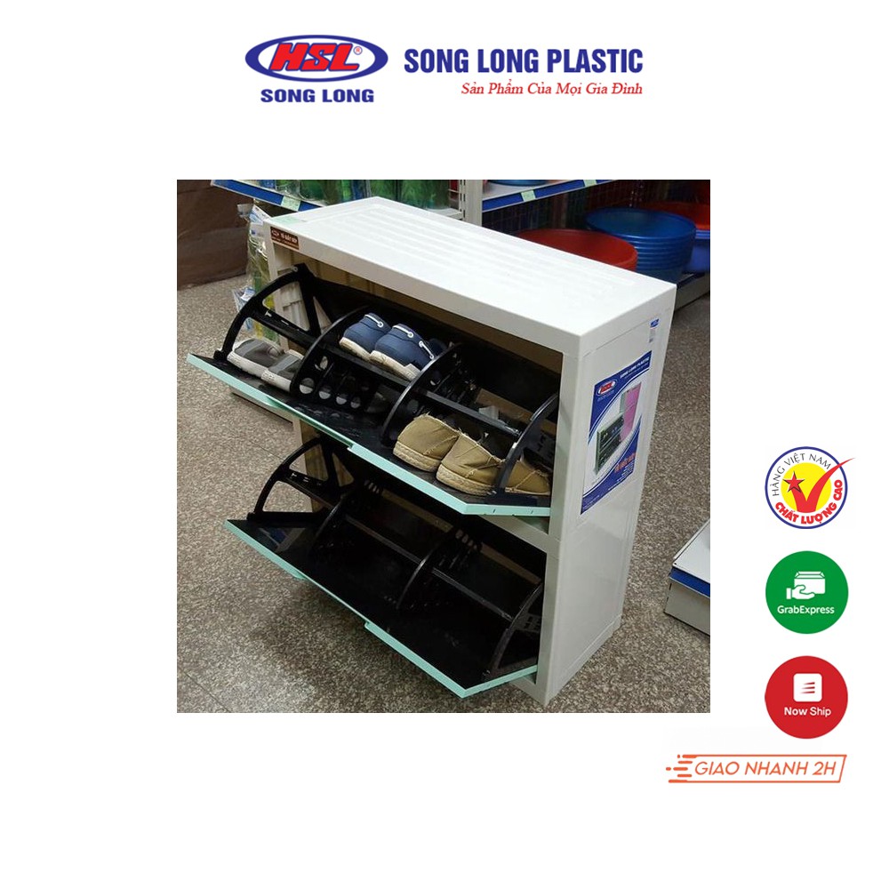 Tủ Giày Dép Cao Cấp 2 Tầng Song Long Plastic - Xếp Gọn 12 Đôi Giầy Dép