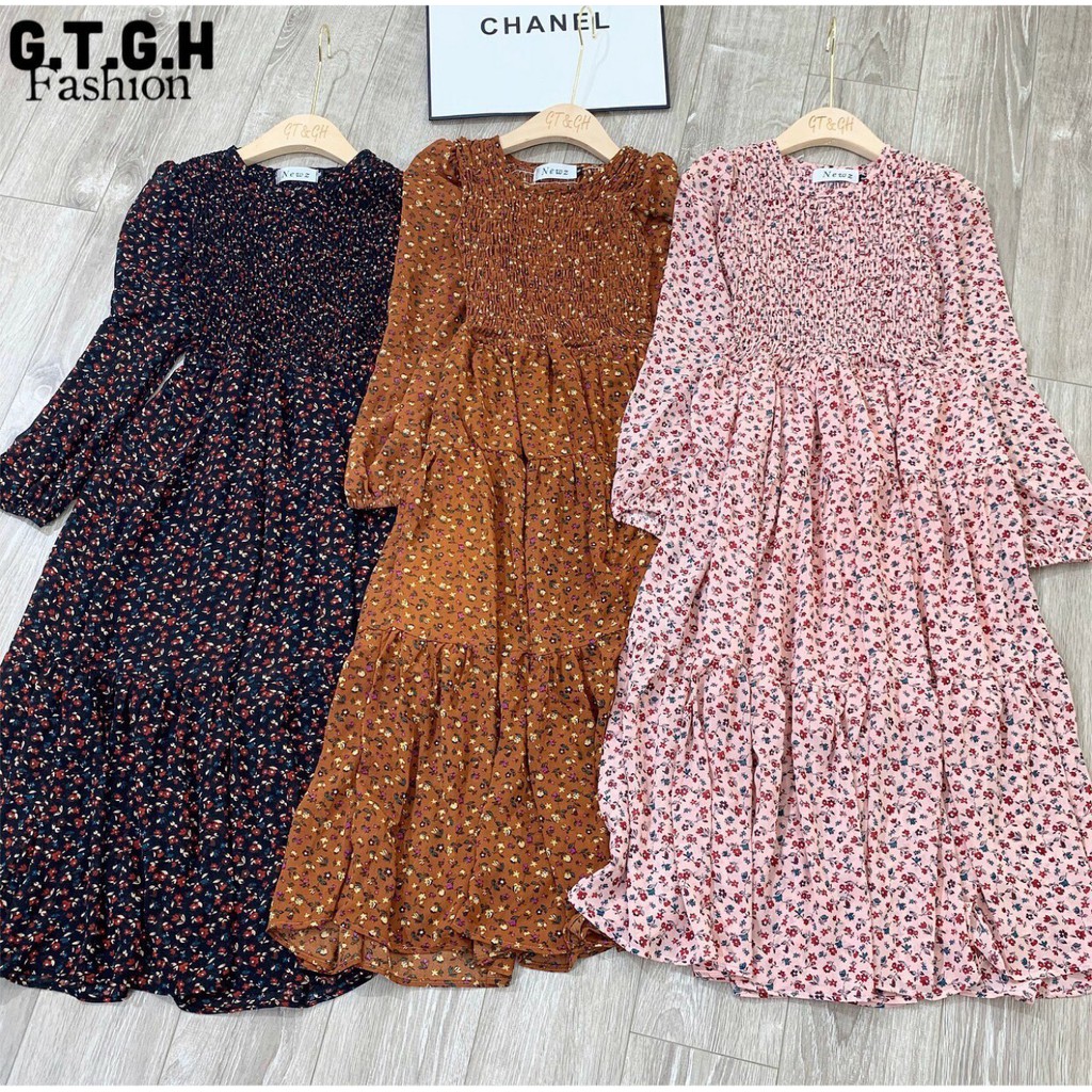 Đầm Maxi Tay Dài Họa Tiết Hoa Nhí Dễ Thương