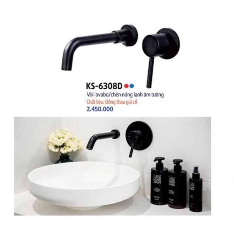 Vòi Lavabo Nóng Lạnh Âm Tường Sơn Tĩnh Điện Màu Đen KANISS,Mạ vàng cao cấp,Mạ Crom Sáng bóng,Hàng Chính Hãng BH 5 năm