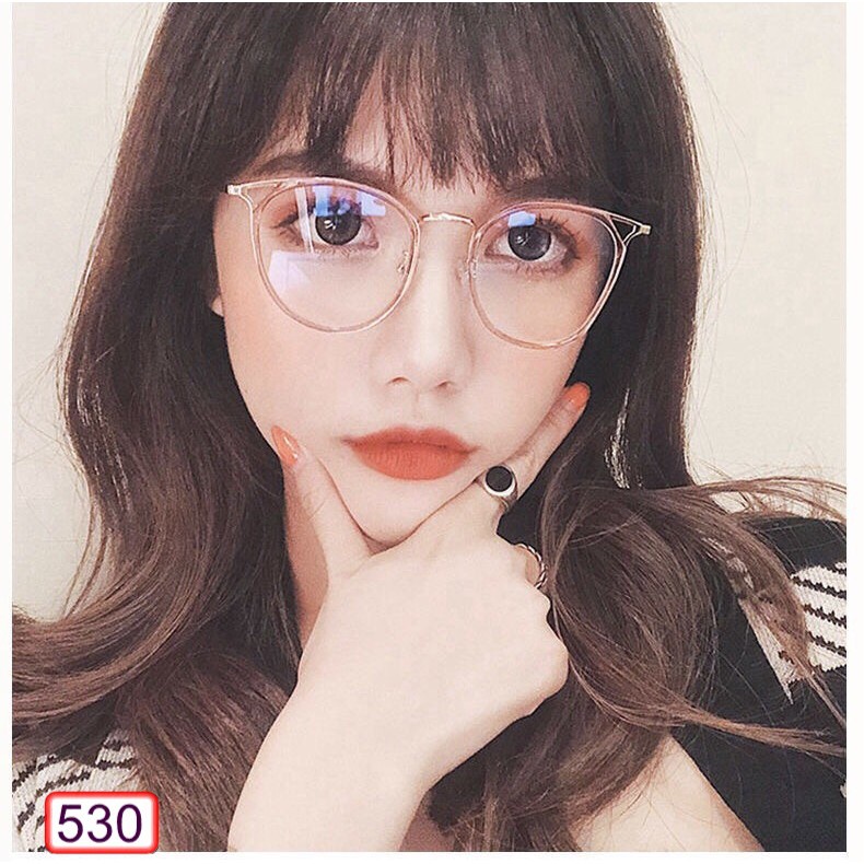 Mắt Kính Gọng Cân Form Tròn 530 Chân Kim Vàng Phong Cách Ulzzang Hot Trend - Hazo