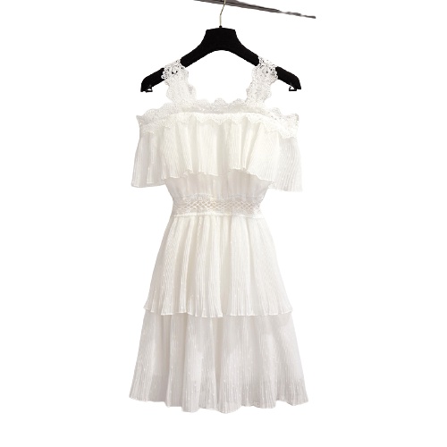 Váy Trắng , Đầm Dự Tiệc Dáng Xòe Ngắn Trễ Vai 2 Dây Bản To , Vải Voan cao cấp Phong Cách Tiểu Thư | BigBuy360 - bigbuy360.vn