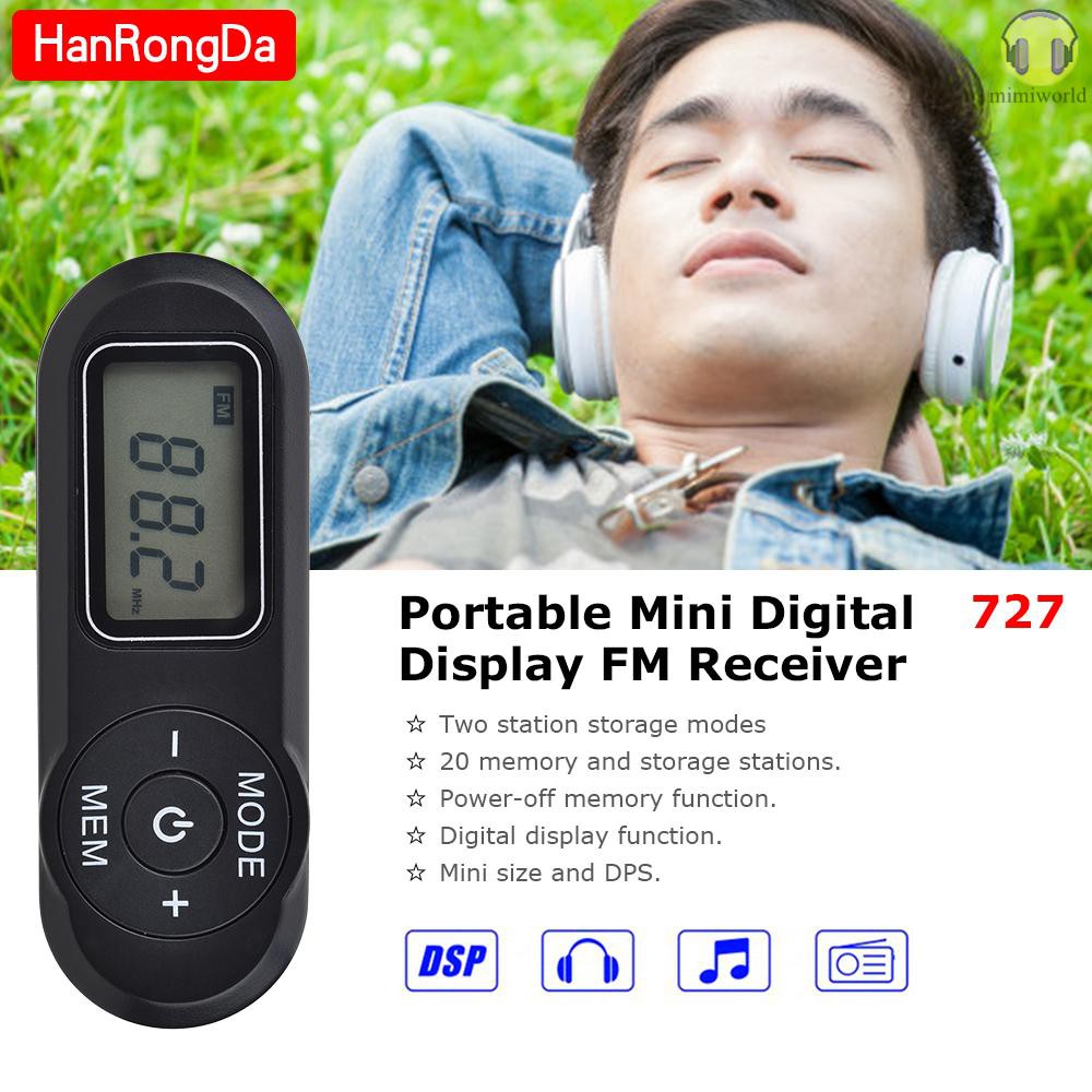 MIWO HRD-727 Portable Mini FM Radio Digital Display FM Receiver Retro MP3 Player Style DSP with Headphones Lanyard