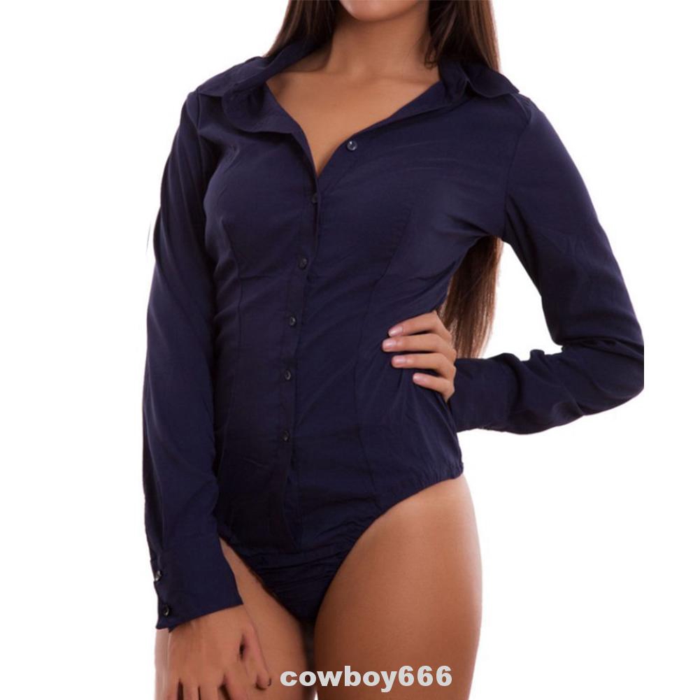 Bodysuit cổ chữ V màu trơn tay dài | BigBuy360 - bigbuy360.vn