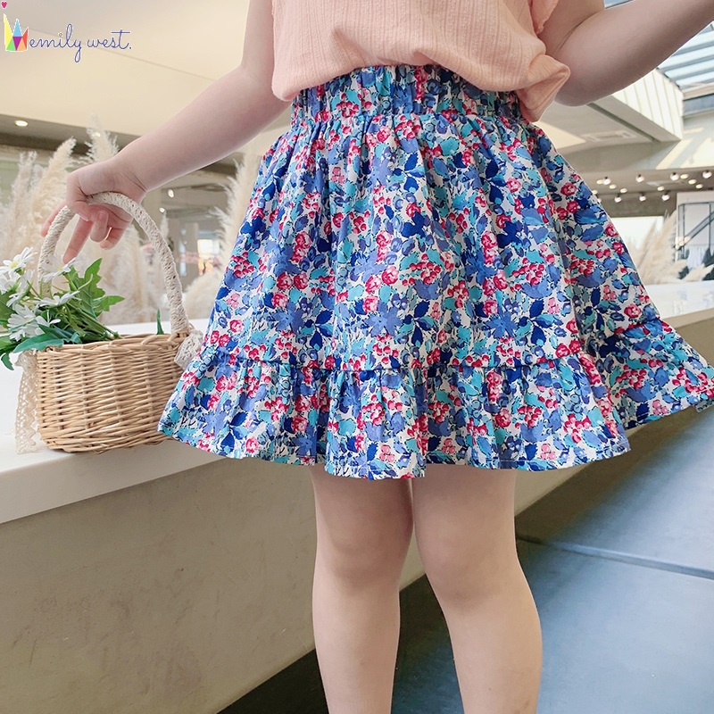 Chân Váy Hoa Xếp Li Bằng Cotton Thời Trang Dành Cho Bé Gái