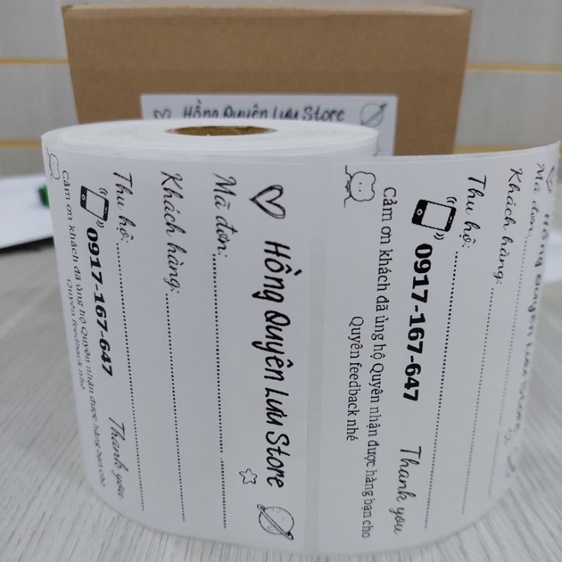 50 Phiếu ship hàng in thông tin tên shop kích thước 10,3x7,6cm