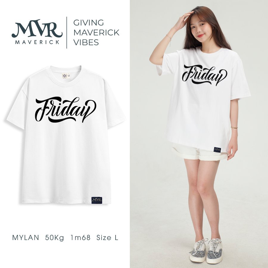 Áo thun nữ phom rộng Cotton thoáng mát chữ Friday BB3821 MVR