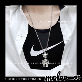 Vòng Cổ Mặt Hình Chú Gấu Unisex Dây To Khỏe Khoắn Retro Hiphop - Vòng Cổ Nam Nữ