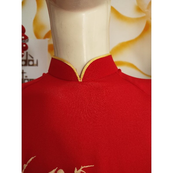 Áo dài thêu cổ cao