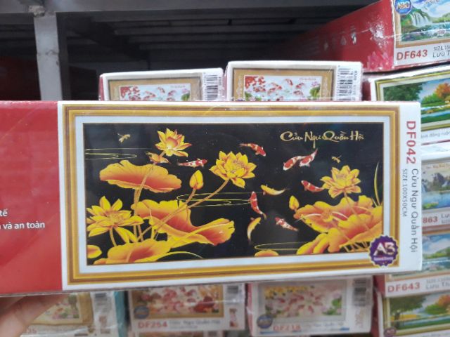 Tranh đính đá cửu ngư DF042, kt : 100 x 50 cm