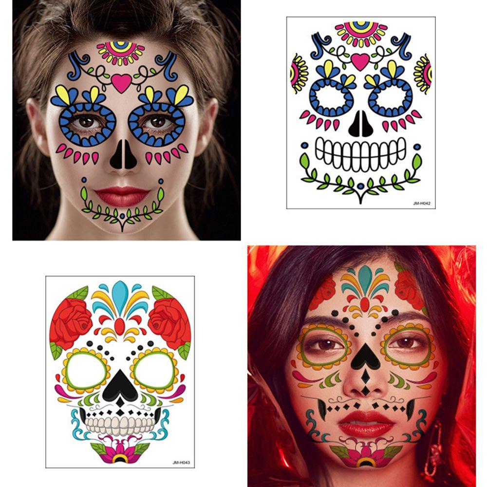Bộ 9 Hình Xăm Dán Mặt Chống Nước Phong Cách Halloween Độc Đáo