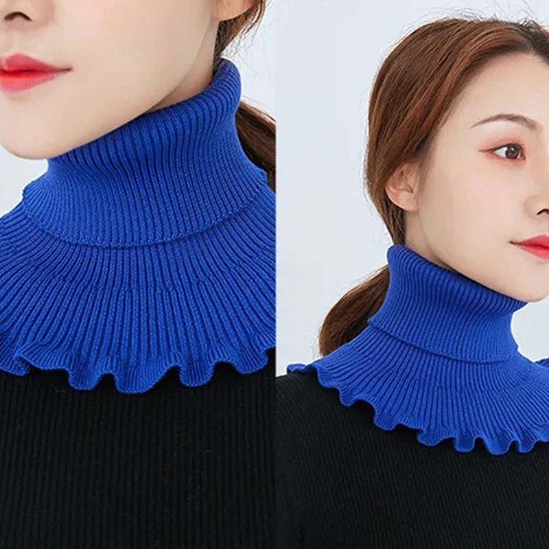 Cổ áo giả dệt kim kiểu nhún bèo thời trang mùa đông dành cho nữ