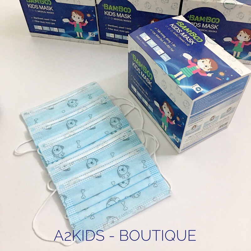 Khẩu trang y tế 4 lớp kháng khuẩn BAMBOO họa tiết nghộ nghĩnh dễ thương cho bé
