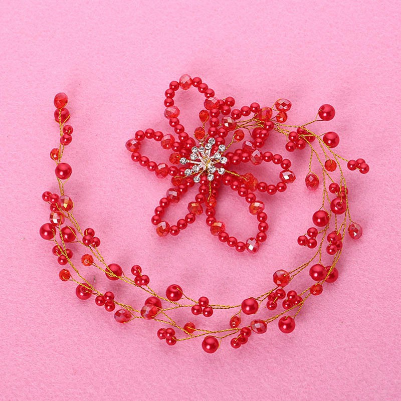 Băng đô trang trí hình hoa đính đá nhân tạo cho cô dâu