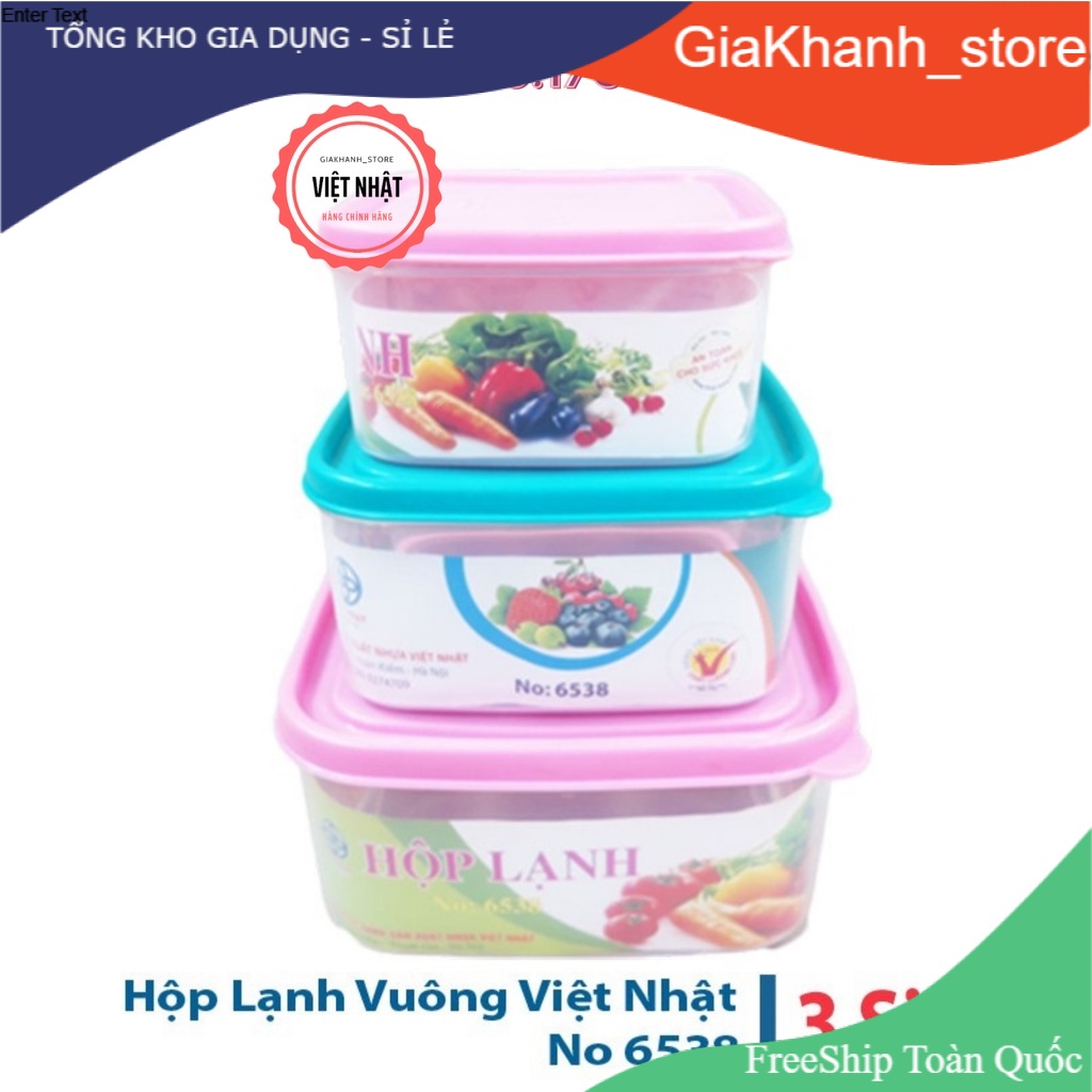 [FREESHIP 3 hộp] Hộp Đựng Thực Phẩm Thức Ăn Chính Hãng Việt Nhật Có Nắp Gài Tiện Dụng - 6538