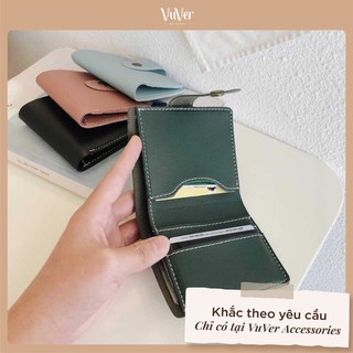 Ví da PU nhỏ có cúc thích hợp đựng tiền mặt, thẻ tiện dụng khắc tên theo ý thích - Short Wallet - VuVer