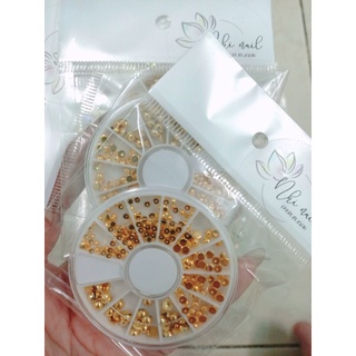 Bi nửa màu vàng gold trang trí móng mix size