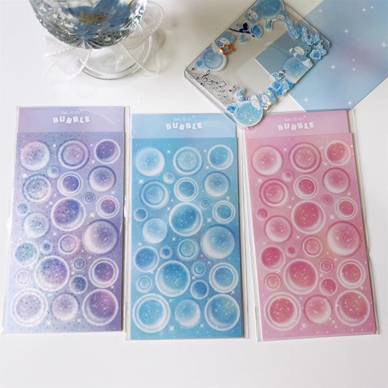 Sticker bubble địa cầu bling_hình dán trang trí top